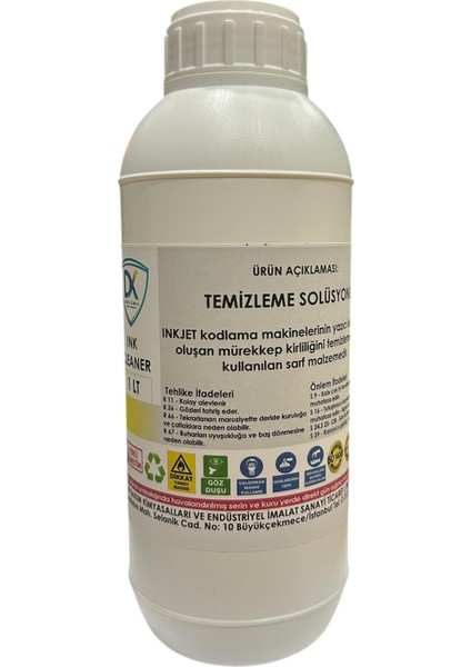 Inkjet Kodlama Cihazı Temizleme Solüsyonu (Cleaner) 1lt