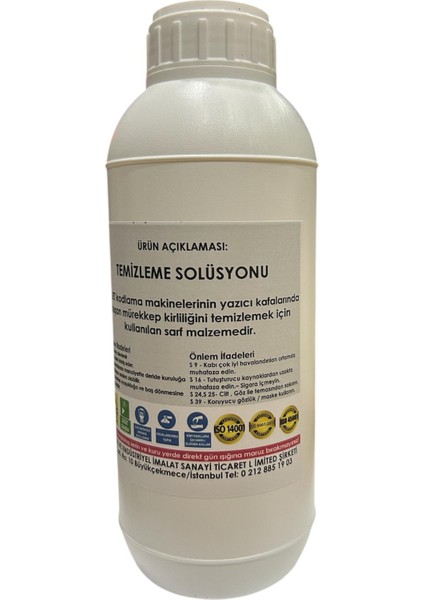 Inkjet Kodlama Cihazı Temizleme Solüsyonu (Cleaner) 1lt