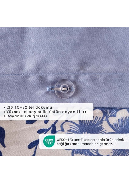 Pamuk Saten Bleu Blanc King Size Nevresim Seti Mavi (240 x 220 cm ) modelleri