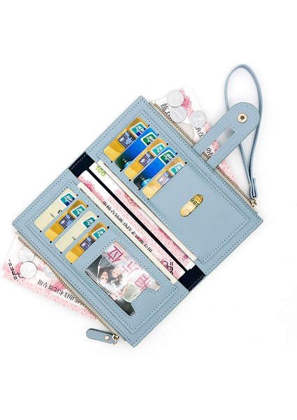 Moda Toka Bayan Cüzdan Uzun Fermuarlı Çanta Çoklu Kart Yuvası Kimlik Çantası Clutch (Yurt Dışından)