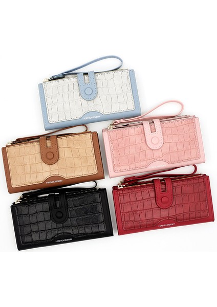 Moda Toka Bayan Cüzdan Uzun Fermuarlı Çanta Çoklu Kart Yuvası Kimlik Çantası Clutch (Yurt Dışından)