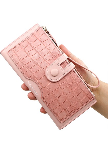 Moda Toka Bayan Cüzdan Uzun Fermuarlı Çanta Çoklu Kart Yuvası Kimlik Çantası Clutch (Yurt Dışından)