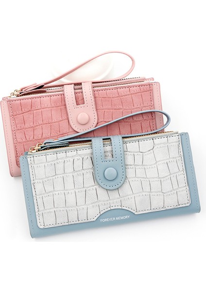 Moda Toka Bayan Cüzdan Uzun Fermuarlı Çanta Çoklu Kart Yuvası Kimlik Çantası Clutch (Yurt Dışından)