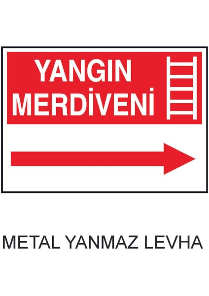 Yangın Merdiveni Sağ Ok Metal Uyarı Levhası