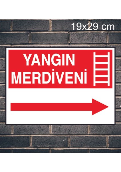 Yangın Merdiveni Sağ Ok Metal Uyarı Levhası
