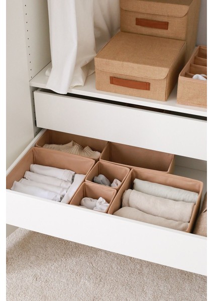 6'lı Jüt Çocuk Odası Dolap Çamaşır Çekmece Içi Düzenleyici Kutu Saklama Kutusu Organizer fiyatları