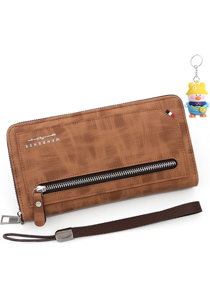 Erkek Uzun Cüzdan Fermuarlı Moda Casual Cüzdan Clutch Büyük Kapasiteli Çoklu Kart Yuvası Cep Telefonu Çantası (Yurt Dışından)