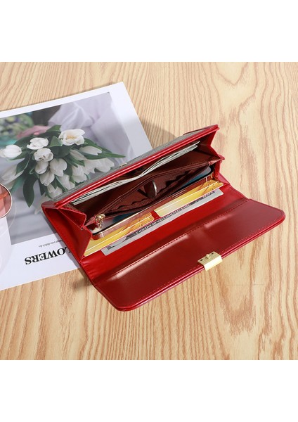 Bayan Clutch Cüzdan Kadın Uzun Fermuarlı Büyük Kapasiteli Cüzdan Cep Telefonu Çantası (Yurt Dışından)