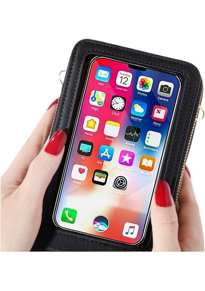 Bayan Cüzdan Dokunmatik Ekranlı Küçük Çapraz Çanta Çok Fonksiyonlu Cep Telefonu Orta Uzunluk Çok Yönlü (Yurt Dışından)