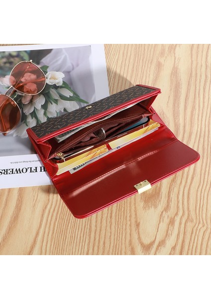 Bayan Cüzdan Uzun Fermuarlı Büyük Kapasiteli Clutch Kadın Cüzdan Cep Telefonu Çantası (Yurt Dışından)