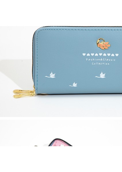 Bayanlar Uzun Cüzdan Moda Çift Fermuar Büyük Kapasiteli Bileklik Cep Telefonu Clutch (Yurt Dışından)