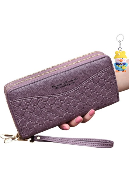 Bayan Cüzdan Uzun Büyük Kapasiteli Çift Fermuarlı Clutch Cüzdan Kadın Çift Katmanlı Clutch Cüzdan (Yurt Dışından)