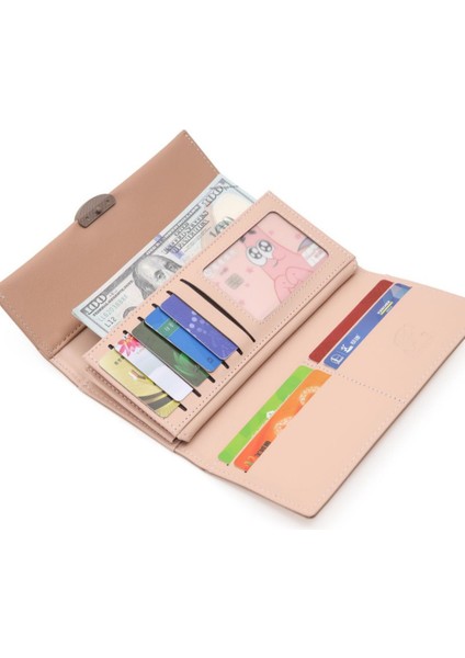 Bayanlar Cüzdan Uzun Moda Büyük Kapasiteli Toka Üç Katlı Clutch Çoklu Kart Yuvası Cüzdan (Yurt Dışından)