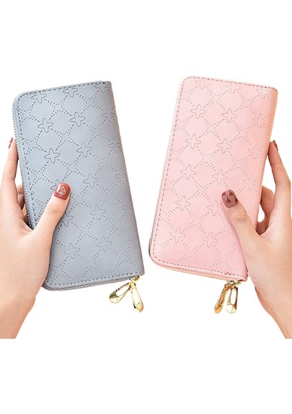 Uzun Cüzdan Bayanlar Büyük Kapasiteli Clutch Kadın Çift Katmanlı Fermuarlı Cep Telefonu Çantası (Yurt Dışından)