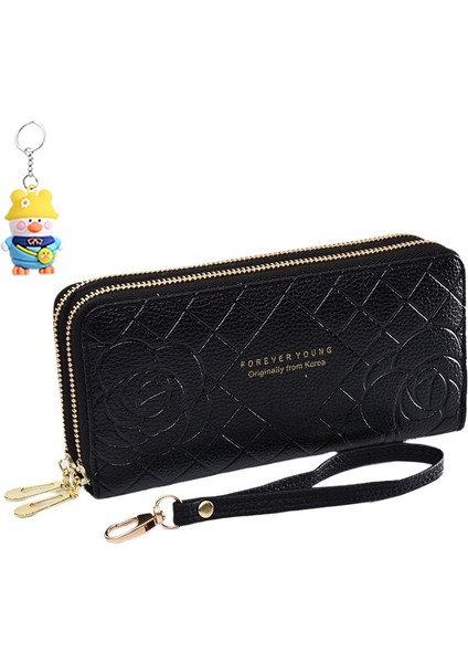 Cüzdan Kadın Uzun Bilek Kayışı Clutch Çift Fermuarlı Büyük Kapasiteli Cep Telefonu Çantası (Yurt Dışından)