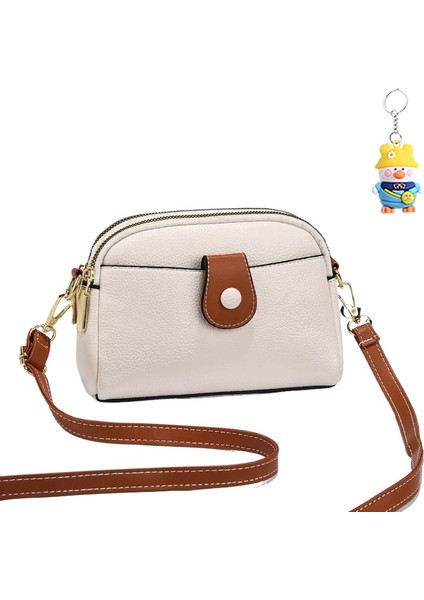 Kadın Çantası Mini Cep Telefonu Çantası Moda Atmosferik Düz Renk Çift Katlı Omuz Crossbody Çanta (Yurt Dışından)