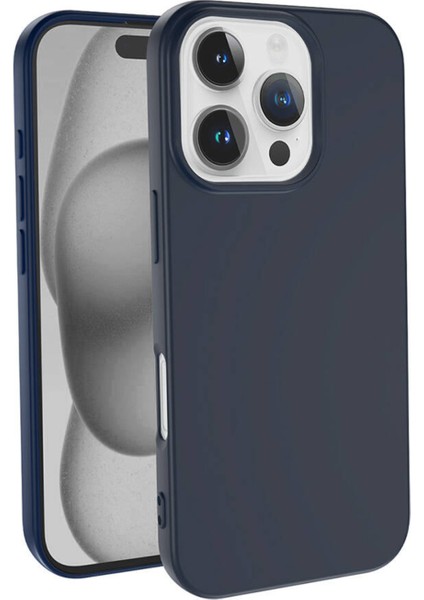 Apple iPhone 16 Pro Max ile Uyumlu Kapak Içi Kadife Lansman Silikon Kılıf - Lacivert