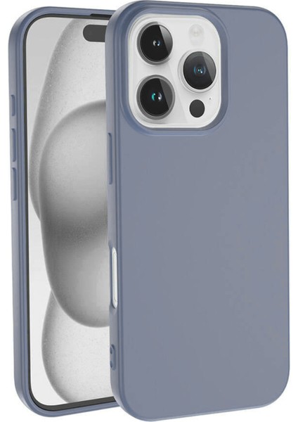 Apple iPhone 16 Pro Max ile Uyumlu Kapak Içi Kadife Lansman Silikon Kılıf - Petrol Mavisi