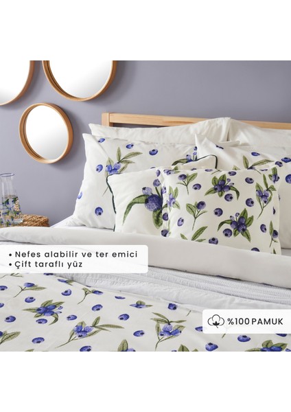 Pamuk Ranforce Blueberry Tek Kişilik Nevresim Seti (160 x 220 cm )