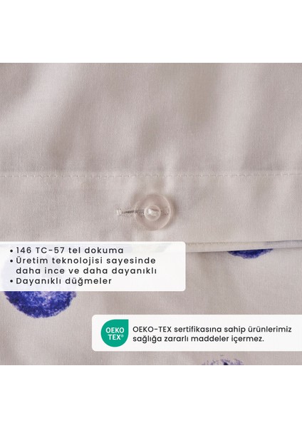 Pamuk Ranforce Blueberry Tek Kişilik Nevresim Seti (160 x 220 cm )