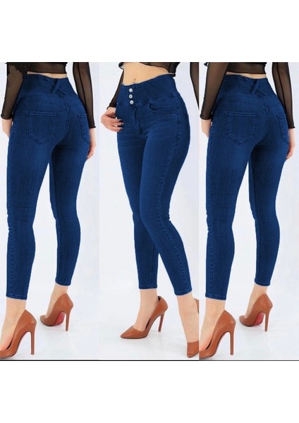 Yüksek Bel Ikralı Jean Pantolon 90 cm
