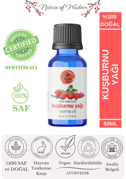 Kuşburnu Yağı Saf ve Doğal Soğuk Sıkım 50 ml ( Cilt ve Saç Bakımı)