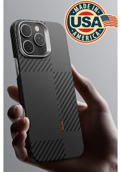iPhone 16 Pro Max Kılıf Magsafe Uyumlu 600D Raptic Aramid Fiber Croxx Mondrian Serisi Kapak Siyah