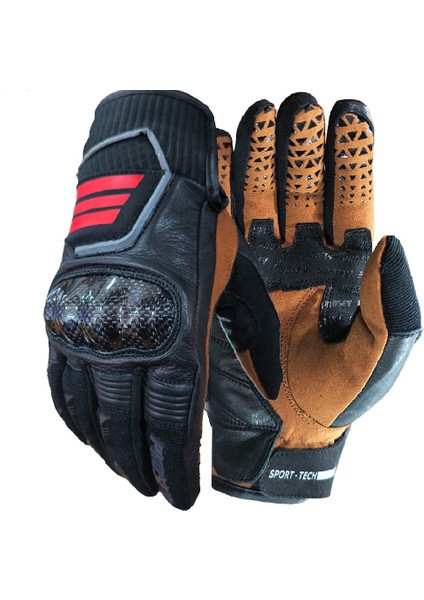 GL63 Korumalı Deri-Cordura Motosiklet Eldiveni
