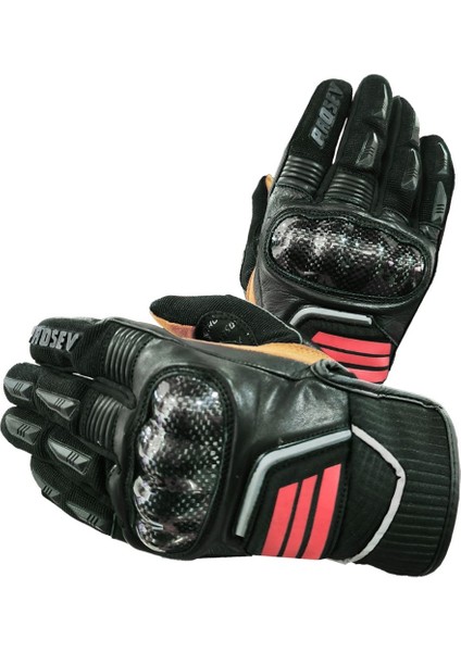 GL63 Korumalı Deri-Cordura Motosiklet Eldiveni