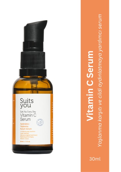 Aydınlatıcı ve Cilt Tonu Eşitleyici Leke Karşıtı C Vitamini Serum (30ML)