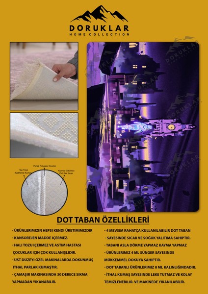 Kaymaz Taban Makinada Yıkanabilir Dijital Baskı Valorant Clove Desenli Çocuk Odası Halısı Dot Taban Halı VL17