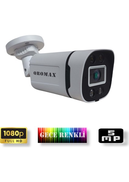 5 Kameralı Set - Yapay Zeka Özellikli Gece Renkli Gösteren 5MP SONY Lensli 4 Ultra Warm Ledli FULLHD Güvenlik Kamerası Seti 604W-108 modelleri