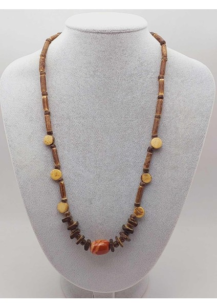 Ahşap & Jasper Tasarım Unisex Otantik Kolye (56104)