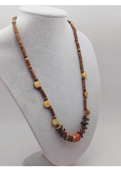 Ahşap & Jasper Tasarım Unisex Otantik Kolye (56104)