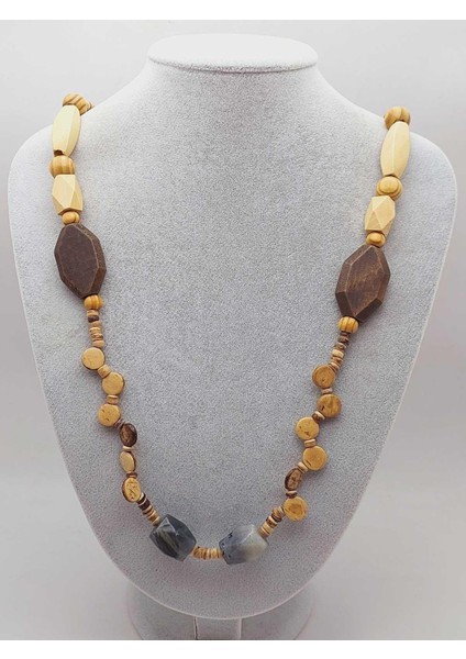 Ahşap & Rutil Kuvars Tasarım Unisex Otantik Kolye (56102) fiyatları