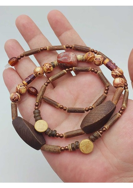 Ahşap & Jasper Tasarım Unisex Otantik Kolye (56098)