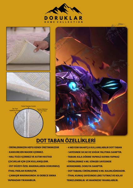Kaymaz Taban Makinada Yıkanabilir Dijital Baskı Valorant Omen Desenli Çocuk Odası Halısı Dot Taban Halı VL06 fiyatları
