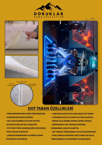 Kaymaz Taban Makinada Yıkanabilir Dijital Baskı Valorant Cypher Desenli Çocuk Odası Halısı Dot Taban Halı VL11