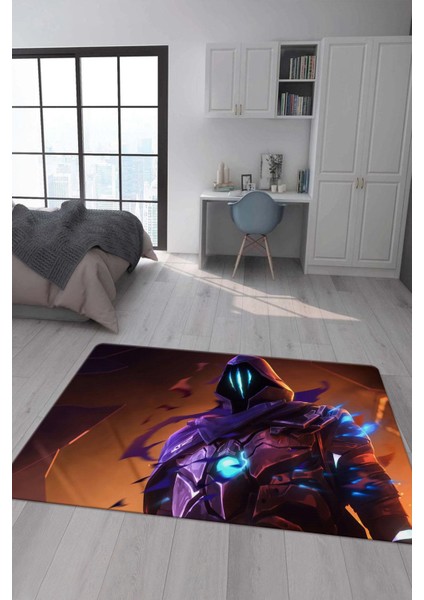Kaymaz Taban Makinada Yıkanabilir Dijital Baskı Valorant Omen Desenli Çocuk Odası Halısı Dot Taban Halı VL06