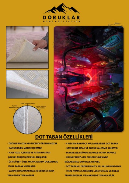 Kaymaz Taban Makinada Yıkanabilir Dijital Baskı Valorant Fade Desenli Çocuk Odası Halısı Dot Taban Halı VL07 fiyatları