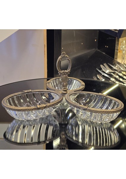 Antik Metal Çerçeveli Üçlü Çerezlik