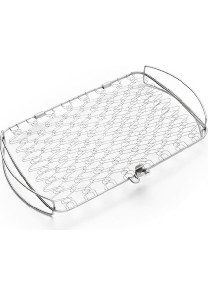 6470 Paslanmaz Çelik Grilling Basket – Izgara Sepeti 20x28 cm(Sebze, Et & Deniz Ürünleri İçin; Q-Serisi & Smokey Joe Uyumlu)