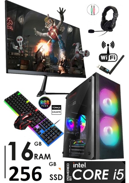R266 I5 2400 3.40GHZ 16GB Ram 256GB SSD 19 İNÇ Monitör Wi-Fi Masaüstü Bilgisayar