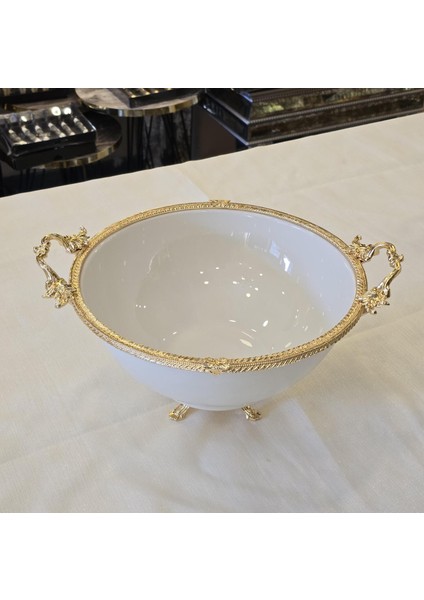 Metal Çerçeveli Ayaklı 26 cm Porselen Salata Kasesi