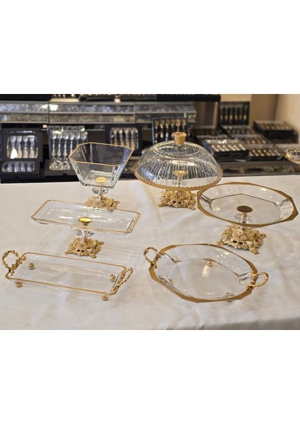 6 Parça Gold Yaldızlı Sunum Seti