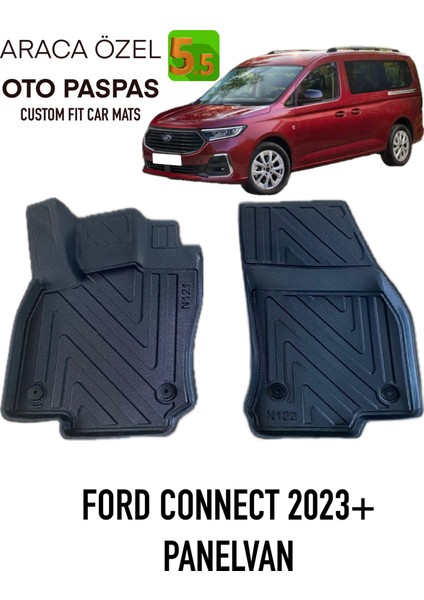Ford Connect 2023 Sonrasi Panelvan Için 5,5d Carbon Style Havuzlu Paspas - Tpe Malzeme