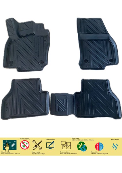 Ford Connect 2023 Sonrasi Için 5,5d Carbon Style Havuzlu Paspas - Tpe Malzeme