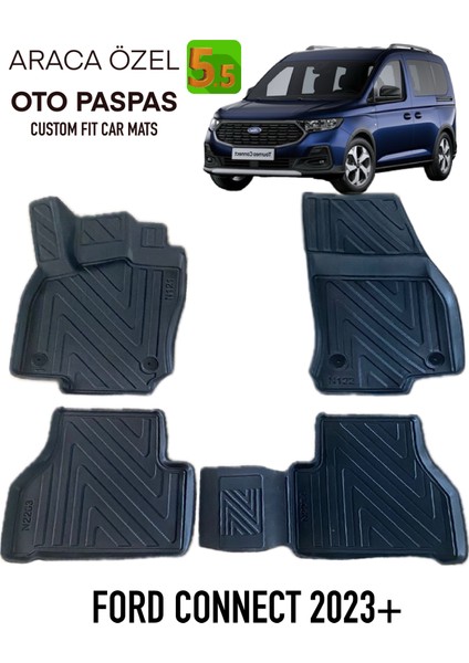 Ford Connect 2023 Sonrasi Için 5,5d Carbon Style Havuzlu Paspas - Tpe Malzeme
