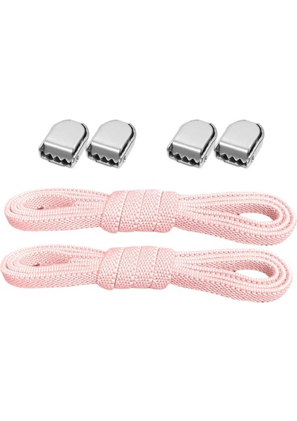 Akıllı Kilitli Ayarlanabilir 1 Çift Pembe 6 mm Lastik Pratik Bağcık
