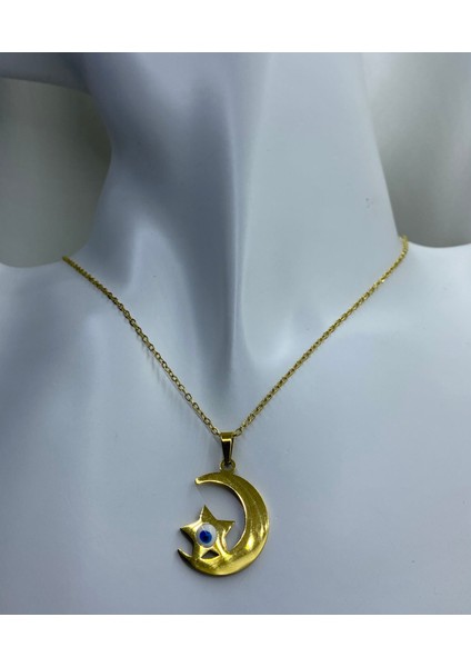 Çelik Ay Yıldız Model Kolye